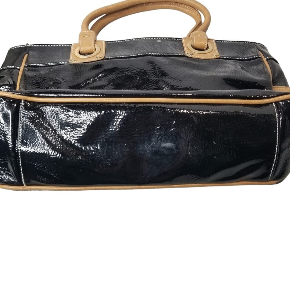 Sondra Roberts Purse Shiny Black Satchel - Picture 6 of 10